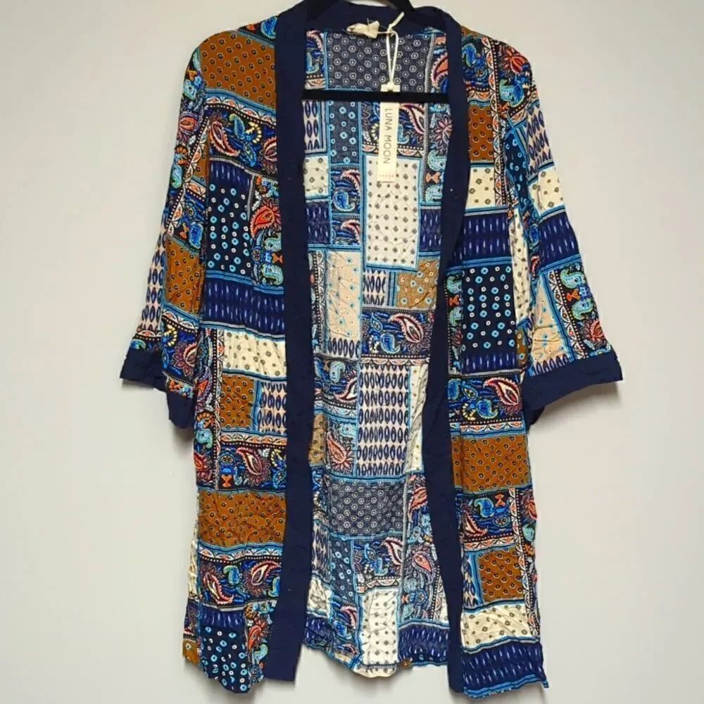 NWT Luna Moon Blue Open Front Cardigan